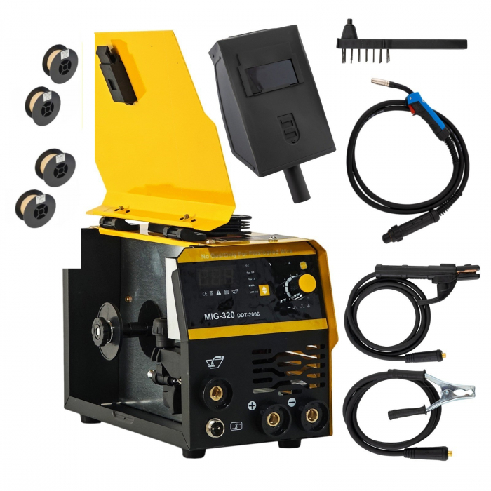 Invertor/Aparat de sudura MIG/MMA DDT PROFESIONAL cu Electrozi si Sarma,220 V, 320A + 4 Role Sarma 0.8-1.0 mm DDT [1]