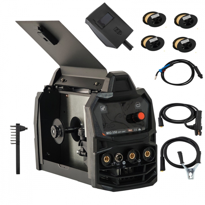 Invertor/Aparat de sudura MIG/MMA DDT PROFESIONAL cu Electrozi si Sarma, 220 V, 350A + 4 Role Sarma 0.8-1.0 mm DDT [1]