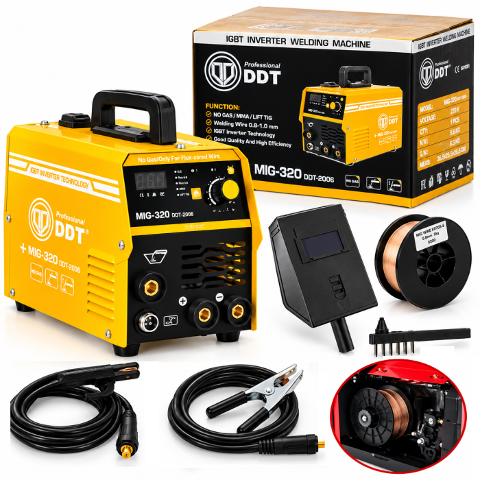 Invertor/Aparat de sudura MIG/MMA DDT PROFESIONAL DDT-2006 cu Electrozi si Sarma, 220 V, 320A [2]