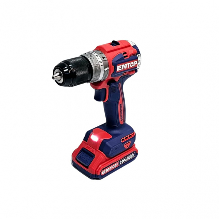 Masina de gaurit cu impact cu 2 acumulatori, 60Nm, motor fara perii, compacta - ECiDL20602, EMTOP [5]