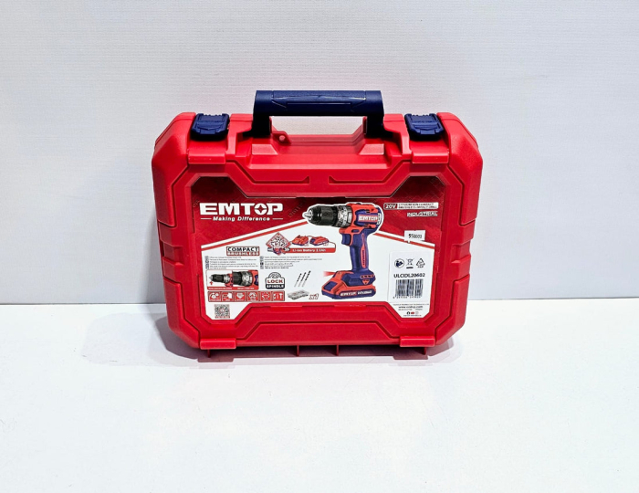 Masina de gaurit  si insurubat cu 2 acumulatori 2.0AH, motor fara perii (brushless), 60Nm, 1/2", 47 accesorii, cutie transport - ECDL20602, EMTOP [6]