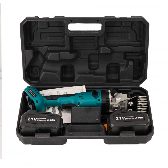 Masina de tuns oi pe acumulator DDT-CRISTAL, 21 V, 2000mAh, 2 acumulatori, accesorii incluse + cutie de transport si depozitare [3]