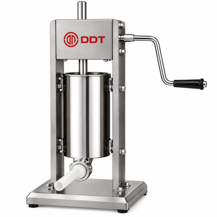 Masina profesionala de umplut carnati, verticala, DDT, 3kg, inox, cu reductor, sistem mecanic, 10 palnii incluse [3]