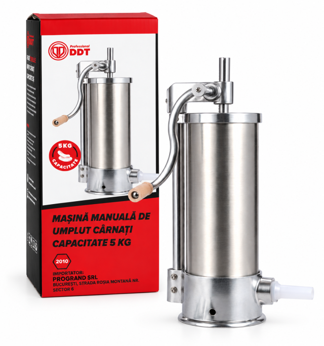 Masina manuala verticala  de umplut carnati DDT – 5 kg, 6 Palnii,  ideala pentru acasa, bucatarie, restaurant, comert [2]