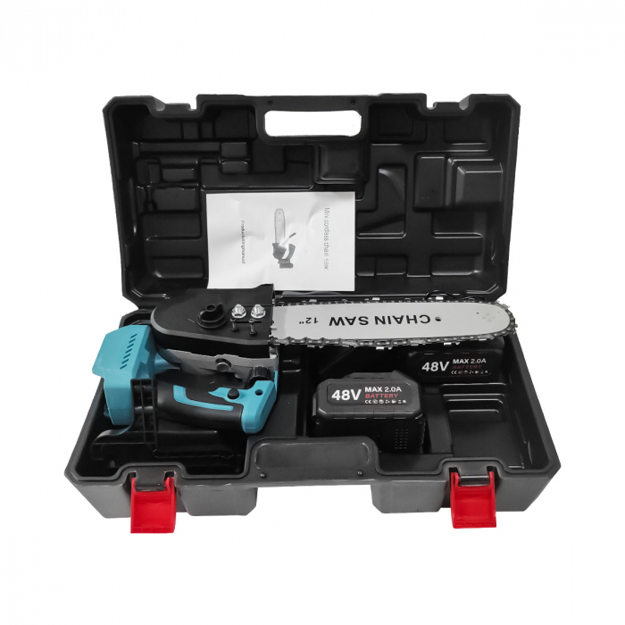 DRUJBA CU 2 ACUMULATORi , DDT , LAMA 12 " ( 34 CM ) , LANT 34 CM , 24 V , 2 AH , REZERVOR ULEI , POMPITA UNGERE , MODEL 2023 [2]