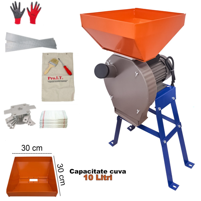 Moara electrica cu suport DDT, pentru cereala , cuva 10 Litri , 3500 W , 200 kg/h , 3000 Rpm , 20 ciocanlele , 4 site diferite marimi [1]