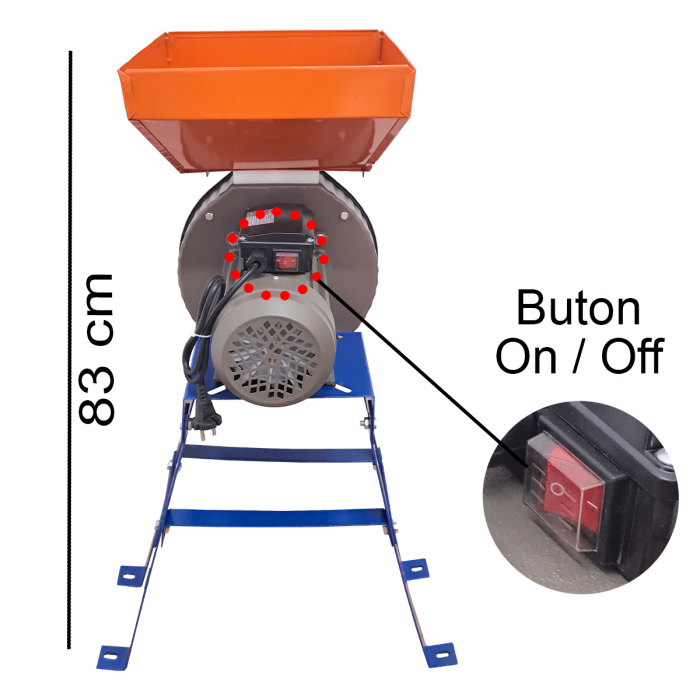 Moara electrica cu suport DDT, pentru cereala , cuva 10 Litri , 3500 W , 200 kg/h , 3000 Rpm , 20 ciocanlele , 4 site diferite marimi [3]