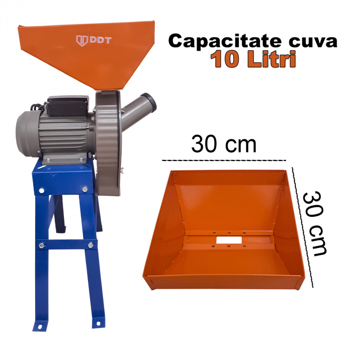 Moara electrica cu suport DDT, pentru cereala , cuva 10 Litri , 3500 W , 200 kg/h , 3000 Rpm , 20 ciocanlele , 4 site diferite marimi [4]