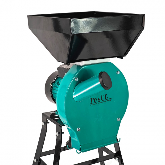Moara electrica cu suport din metal pentru cereale si stiuleti (2 in 1), DDT-PRO.I.T. Cuva Mare, motor 3,9 kw , 3000 rpm, 320 kg/h, 4 site de rezerva, 20 ciocanele,bonus sac,surubelnita si perie. [2]