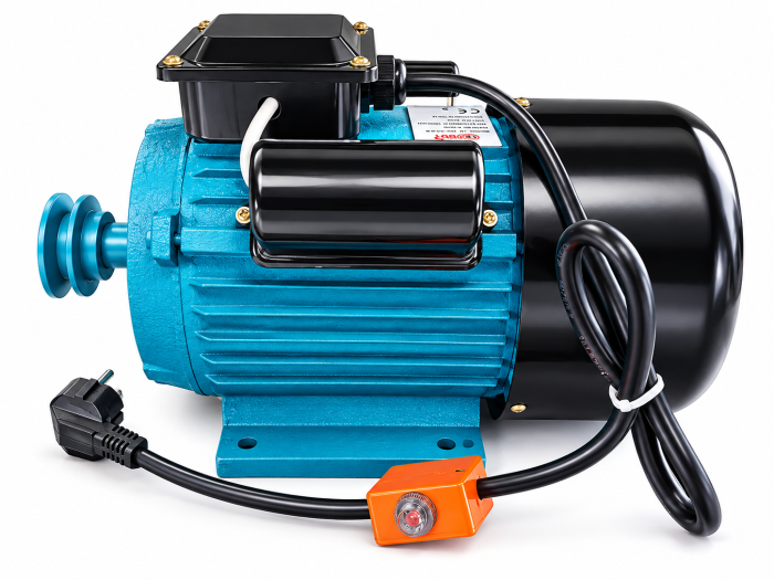 Motor electric monofazat DDT, 4 kW, 3000 Rpm, bobinaj CUPRU, cu protectie la suprasarcina, FULIE INCLUSA, buton on-off [2]