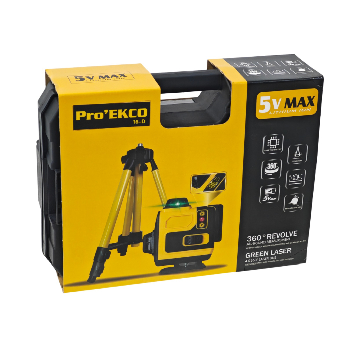 Nivelă Laser Verde  DDT Pro’EKKO 16-D – 4 x 360°, Kit Complet cu Trepied și Accesorii [2]