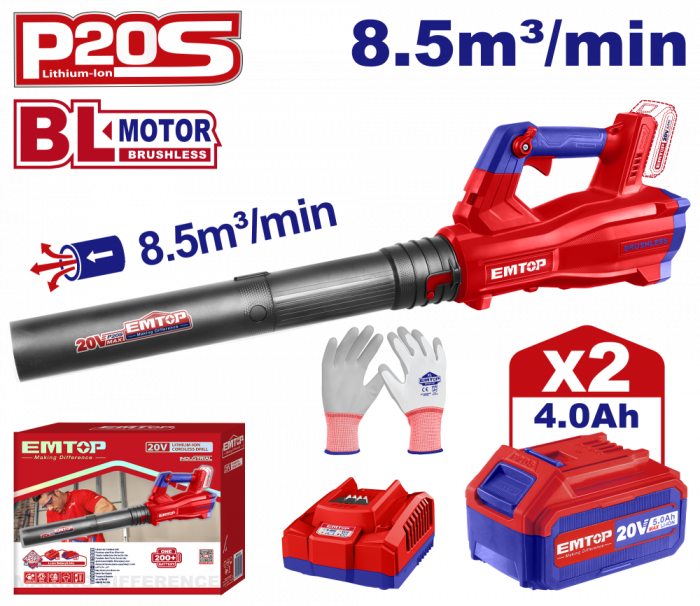 Pachet promo Drujba cu lant, motor fara perii (brushless), 30cm + Suflanta, motor fara perii (brushless), 8.5m3/min + 2 acumulatori 4.0Ah + incarcator [8]