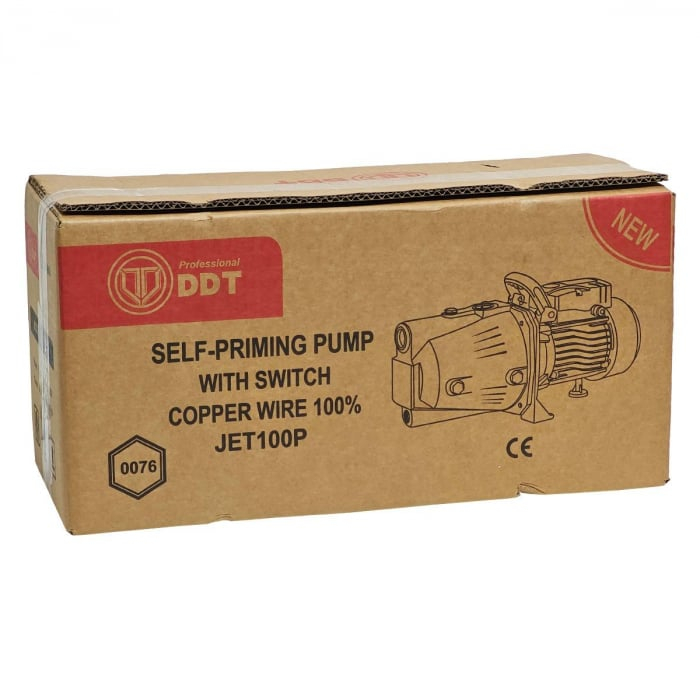 Pachet promo Pompa de suprafata JET100P, 1.5kW, apa curata, 60L/min, 50m, 1" cu buton pornire-oprire si bobinaj masiv cupru + Presostat electronic automat DDT LS1, 1.1kW, 10 bar [6]