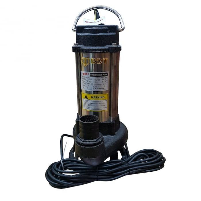 Pachet promo Pompa submersibila cu dublu tocator pentru apa murdara, DDT, V1500T, 1500W Inox + Furtunul de pompier 2'' 20 m, 8 bari, cu cuple [4]