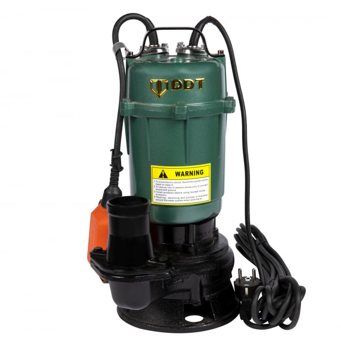 Pachet promo Pompa submersibila apa murdara, cu plutitor, fara tocator, DDT, WQD10, 2200 W, 10 m³/h, 8 m + Furtunul de pompier 2'' 20 m, 8 bari, cu cuple [2]