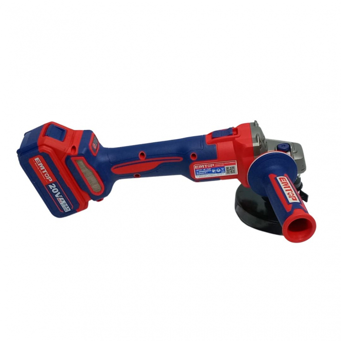 Polizor unghiular cu 2 acumulatori 4.0Ah, motor fara perii (brushless), 115mm, 10 discuri incluse - ELAG211542, EMTOP [5]