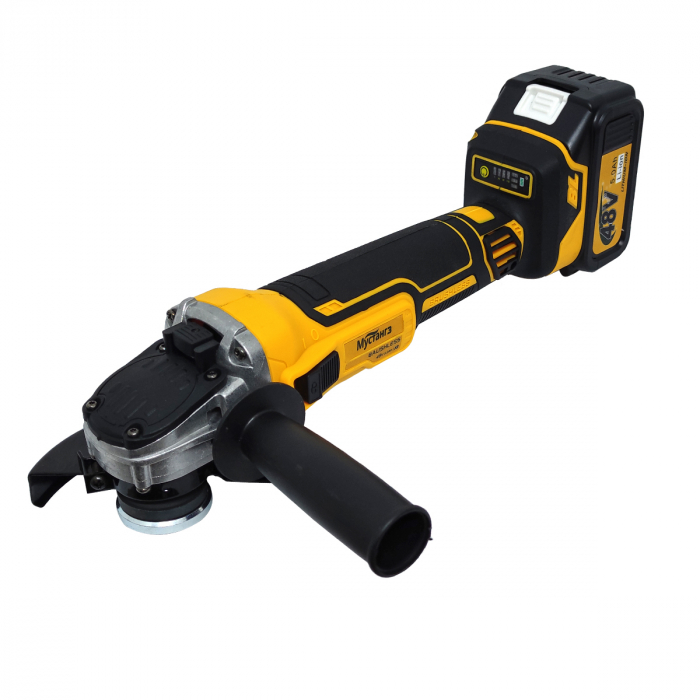 Polizor unghiular cu 2 acumulatori, DDT Mustang, 48 V, 5 Ah, Diametru disc 125 mm, 8100 Rpm, Galben [2]