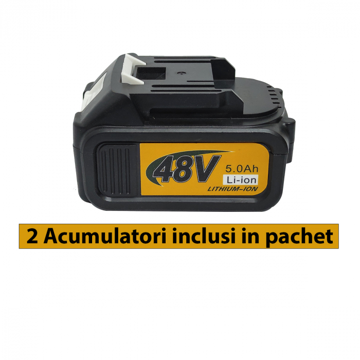 Polizor unghiular cu 2 acumulatori, DDT Mustang, 48 V, 5 Ah, Diametru disc 125 mm, 8100 Rpm, Galben [7]