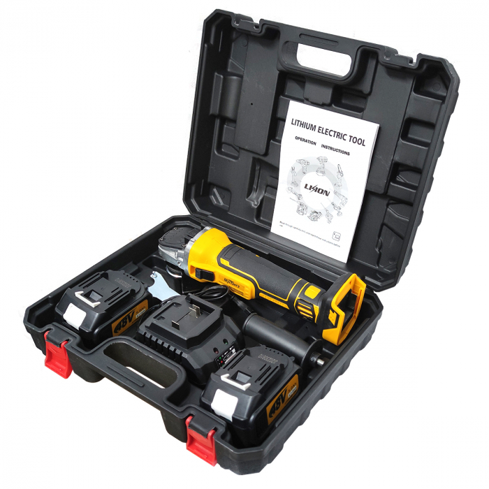 Polizor unghiular cu 2 acumulatori, DDT Mustang, 48 V, 5 Ah, Diametru disc 125 mm, 8100 Rpm, Galben [9]