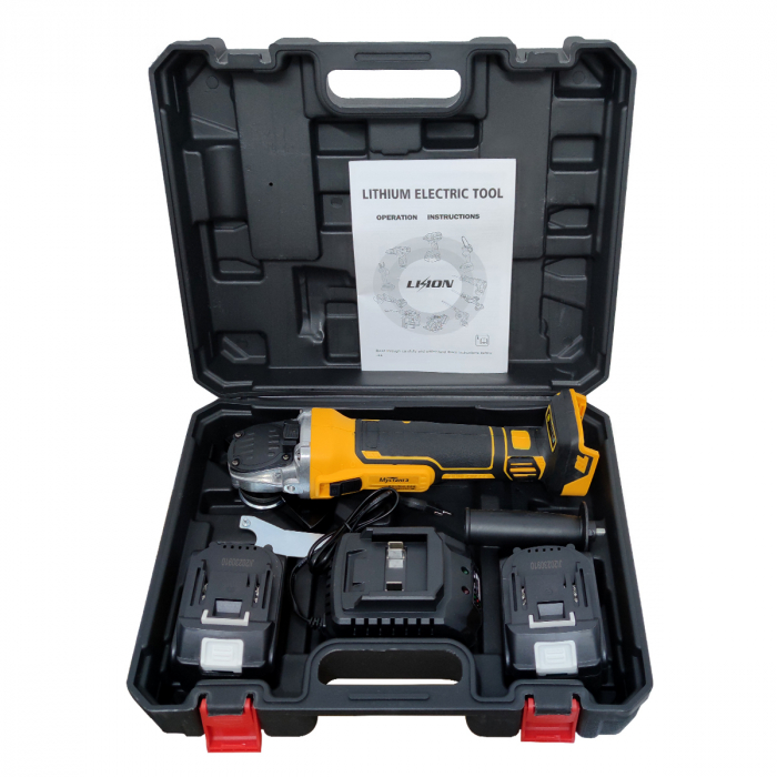 Polizor unghiular cu 2 acumulatori, DDT Mustang, 48 V, 5 Ah, Diametru disc 125 mm, 8100 Rpm, Galben [8]