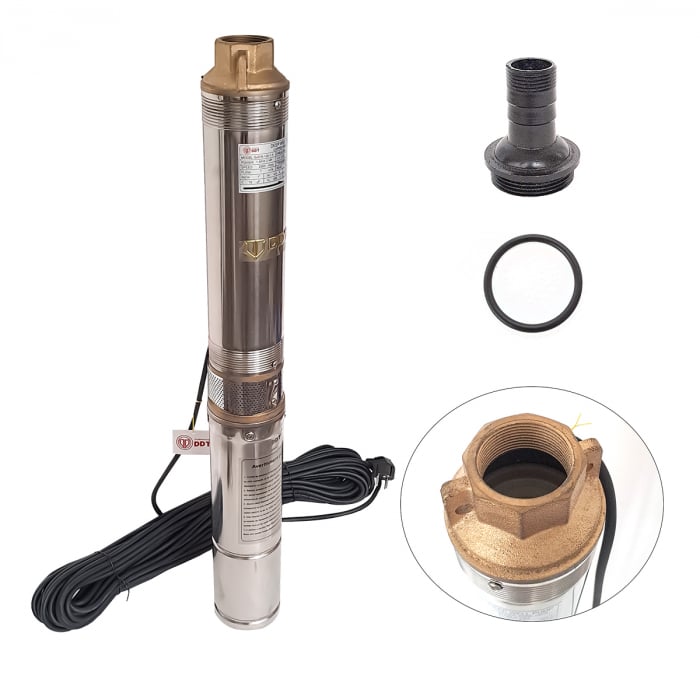 Pompa de apa curata submersibila 4QJD2-8, 1500 W, 8 turbine, 7 mc/h, supapa sens 1 ", Presostat electronic, reductie 1"-1/2, niplu 1", 25 Metri cablu alimentare [7]
