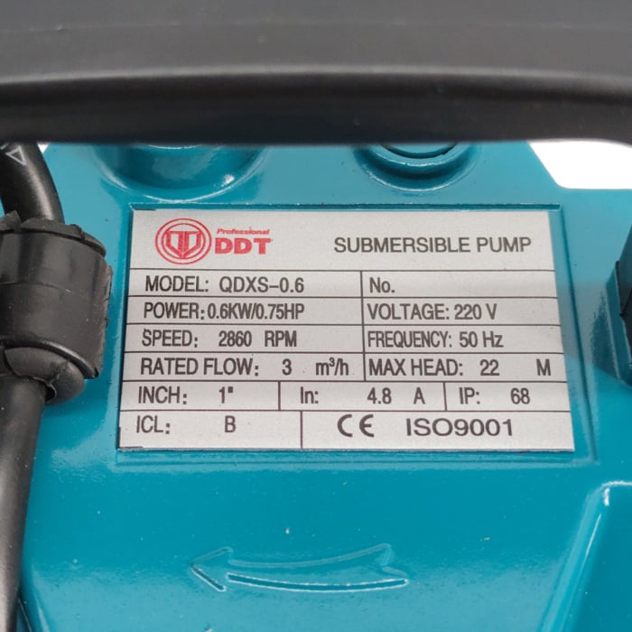 Pompa submersibila apa curata cu plutitor, DDT, QDXS-0, 6, 600 W, 3 m³/h, 2860 Rpm, 22 Metri [2]