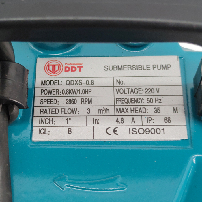 Pompa submersibila apa curata cu plutitor , DDT , QDXS-0,8 , 800 W , 3 m³/h , 2860 Rpm , 35 Metri [3]
