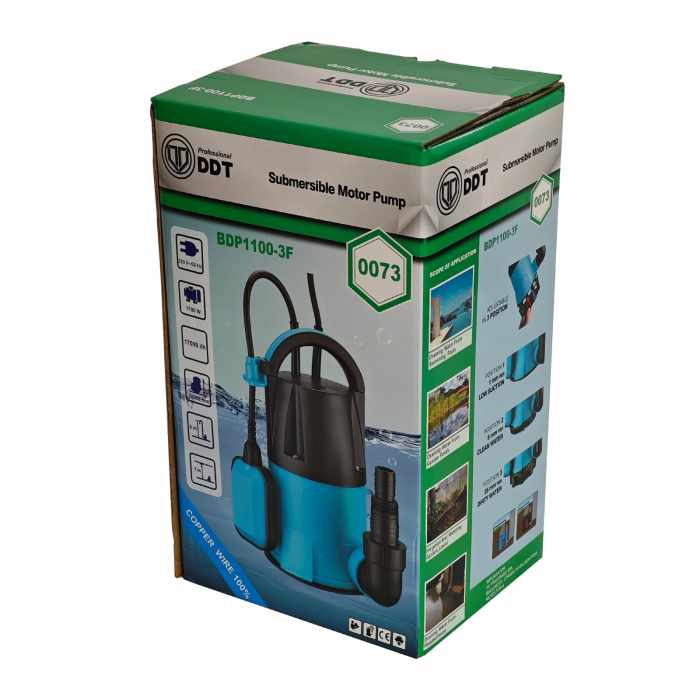 Pompa submersibila apa curata/murdara DDT BDP1100-3F, 3in1, 1100W [9]