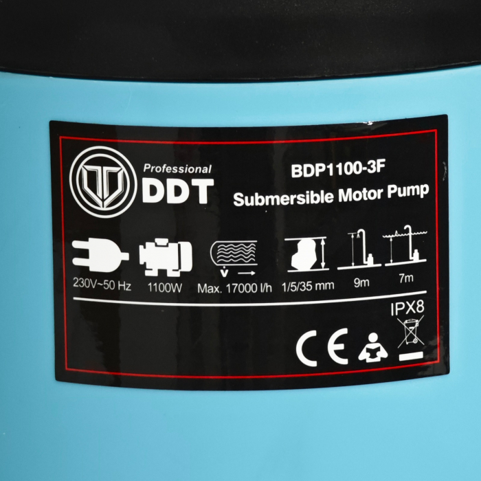 Pompa submersibila apa curata/murdara DDT BDP1100-3F, 3in1, 1100W [7]