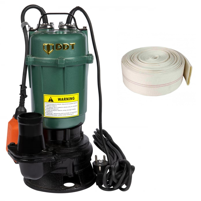 Pompa submersibila apa murdara, cu plutitor, fara tocator, DDT, WQD10, 2200 W+ Furtun pompieri 2 toli 20 m [1]