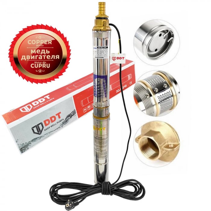 Pompa submersibila, DDT, 3QJD-1.1, 1.1 kW,  Inox, 75 mm diametru, 10 turbine [2]