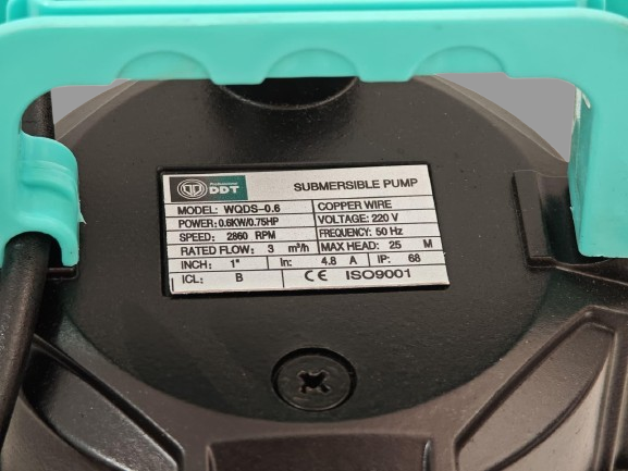 Pompa submersibila apa curata DDT cu plutitor  WQDS-0.6 – 0.75HP, 220V, debit 3 m³/h, bobinaj cupru masiv, refulare 25m [6]