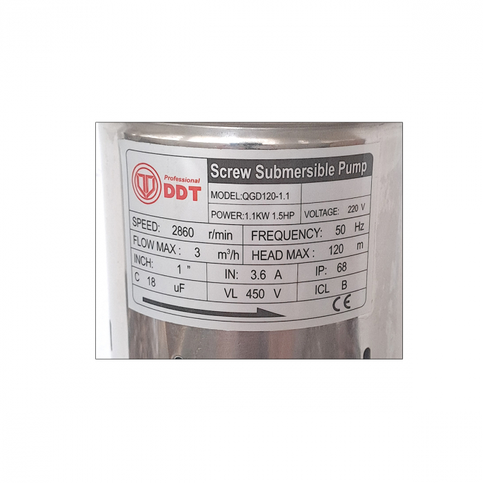 Pompa submersibila, DDT, QGD120 , 1.1 kW, Inox, 3 m³/h, 120 m [3]
