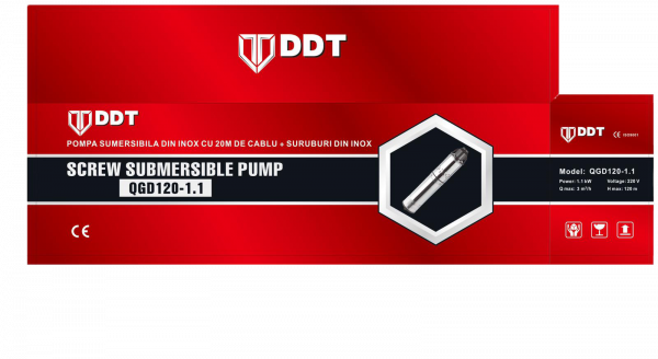 Pompa submersibila, DDT, QGD120, Inox, 120 m, 3 m³/h, 20 m cablu [3]
