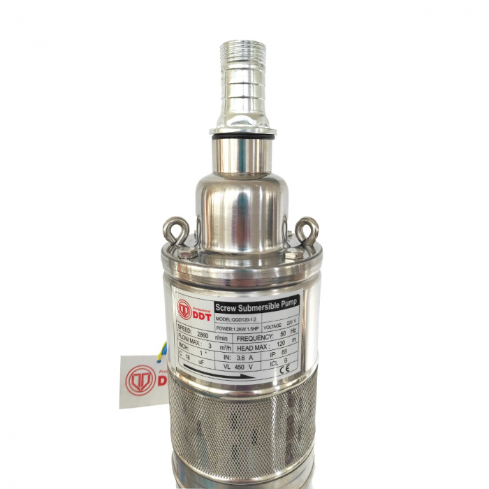 Pompa submersibila, DDT, QGD120, Inox complet, suruburi inox, sita protectie, 20 m cablu, 120 m, 3 m³/h [2]
