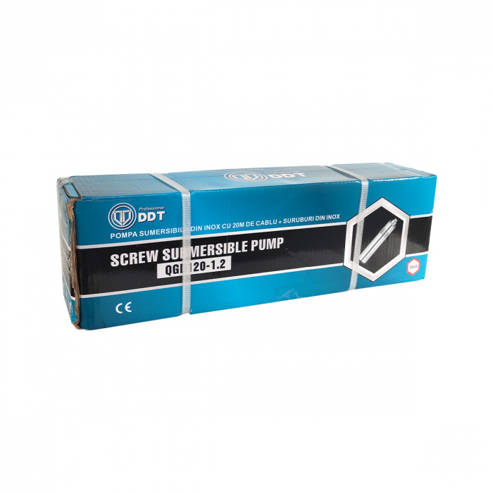 Pompa submersibila, DDT, QGD120, Inox complet, suruburi inox, sita protectie, 20 m cablu, 120 m, 3 m³/h [4]