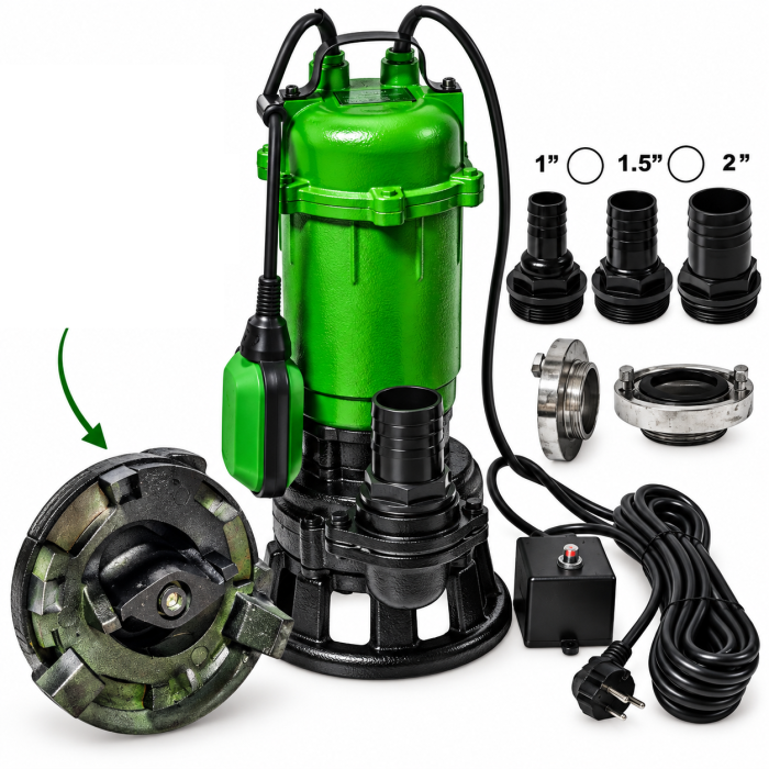 Pompa submersibilă pentru apă murdară  cu tocator si plutitor DDT Professional WQCD10-10-0.95F, 3100W, 25000 L/h, 10 m ,cutit profesional [2]