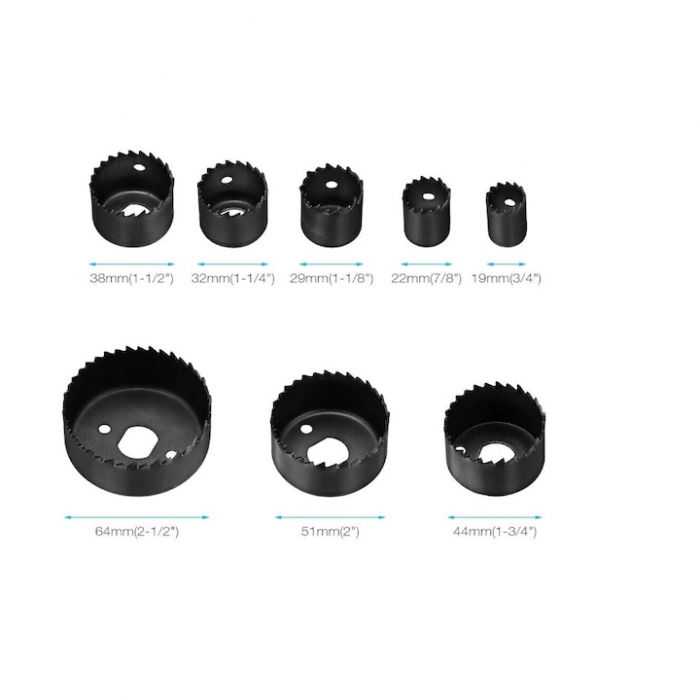 Set 11 freze pentru gaurit lemn, rigips, plastic 19 - 64 mm [3]