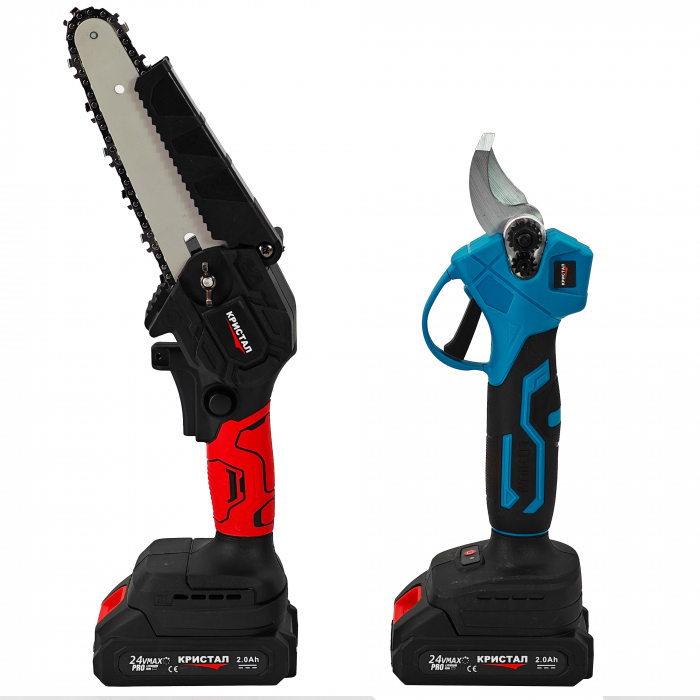 Set foarfeca & Mini drujba cu 2 acumulatori DDT-CRISTAL, incarcator, accesorii incluse, 24 V, 2 Ah [4]