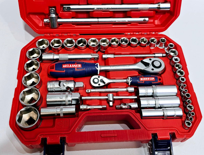 Set tubulare cu clichet 1/2″ 28 buc, cutie de transport - ESKT12281, EMTOP [5]