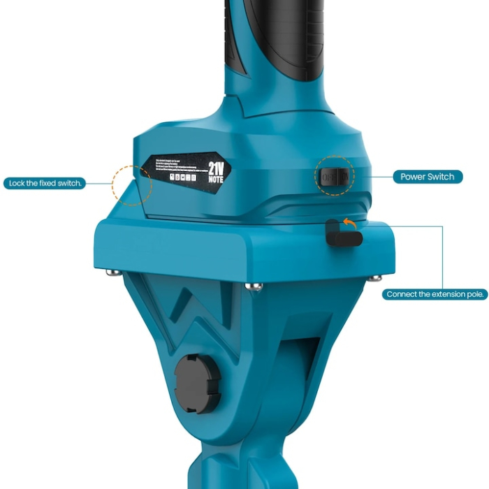 Tija extensibila minidrujba electrica si foarfeca de gradina  DDT-KRISTAL lungime maxima 2m compatibil baterii pe sina [2]