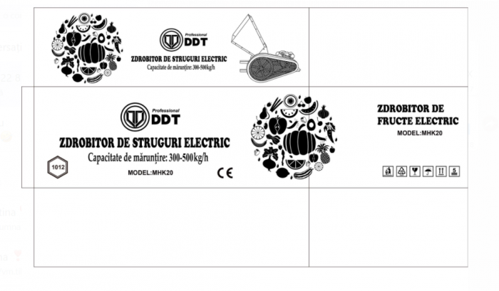 Zdrobitor electric pentru fructe DDT, 2.2KW, 1500RPM, 500 kg/h [4]