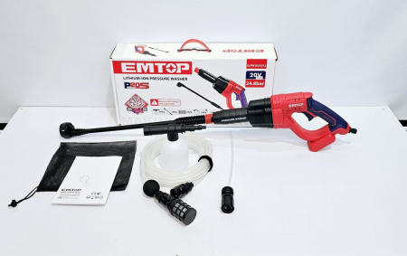 Aparat de spalat cu presiune fara incarcator si acumulator, 24 bari, 6 capete, geanta inclusa - ELPW2025012, EMTOP [13]