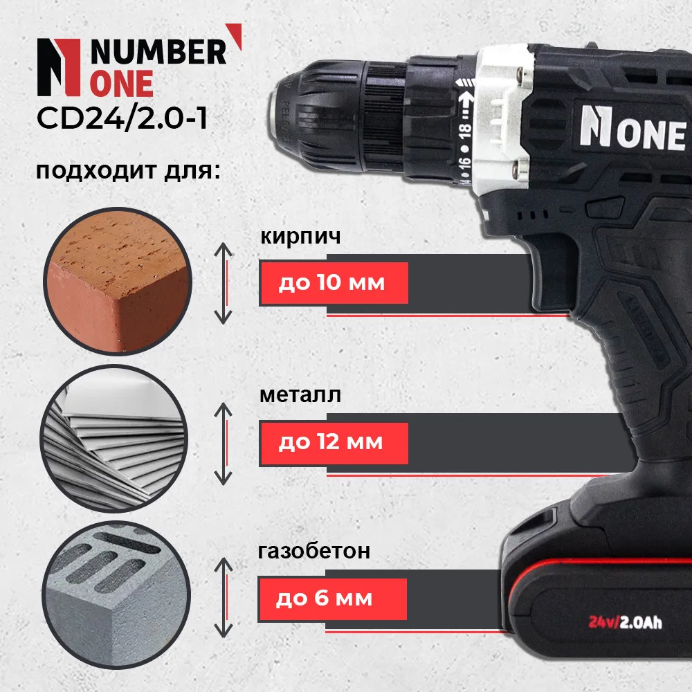 Autofiletanta Number One, pentru gaurit si insurubat, 2 acumulatori, 24 V, 2.0 Ah, 32 Nm [7]