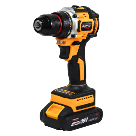 Bormașină cu acumulator DDT-KRISTAL 36V, 2 acumulatori Li-Ion 2.0Ah, motor fara perii (brushless), 2 viteze, cuplu reglabil, sistem autoblocaj,  valiză de transport [1]