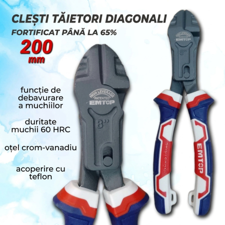 Emtop - Cleste cu varf diagonal cu functie de debavurare, 65% economie de energie - EPLRCD0851, EMTOP