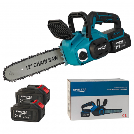 Drujbe - Drujba /mini fierastrau cu acumulator DDT-CRISTAL, 21V,4A,Brushless, Motor fără perii, 3500 W, Lubrifiere automată a lanțului, Lungimea lamei de 40 cm, Ideala pentru lemne de foc și tăierea copacilor