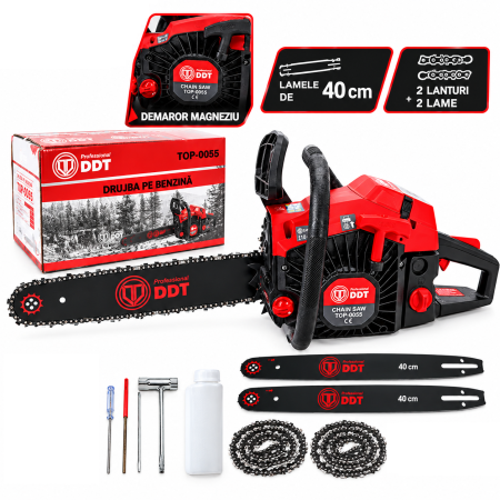 Drujbe - Drujba pe benzina , motor 2 Timpi , 2 lame + 2 lanturi , 4,8 cp putere , demaror magneziu Easy-Start