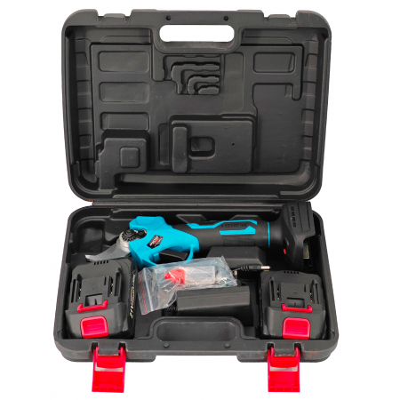 Foarfeca electrica pentru vita de vie, crengi, DDT-CRISTAL cu 2 Acumulatori 21 V, 2000 mAh, Albastru [6]