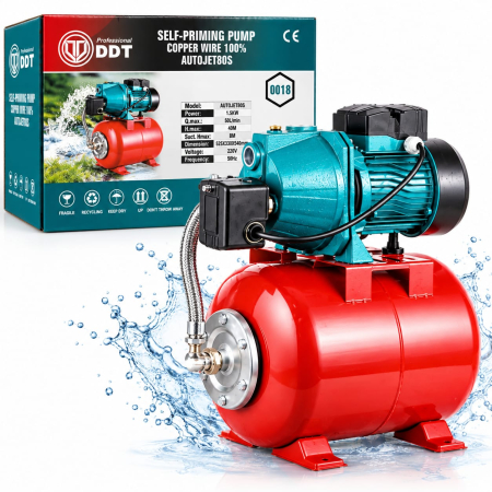 Hidrofoare - Hidrofor 24 Litri, DDT, AutoJet80S, 1500 W, 3 mc/h, 50 m refulare